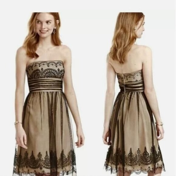 David's Bridal Embellished Tulle Overlay Strapless Lined Zipper Event Sz 6 Dress - Picture 1 of 15
